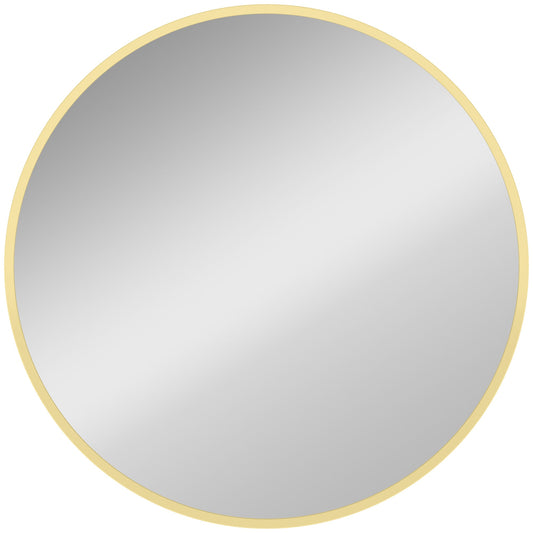 HOMCOM 61cm Decorative Wall Mirror for Bedroom Living Room, Modern Round Bathroom Mirror for Home Decor, Gold Tone