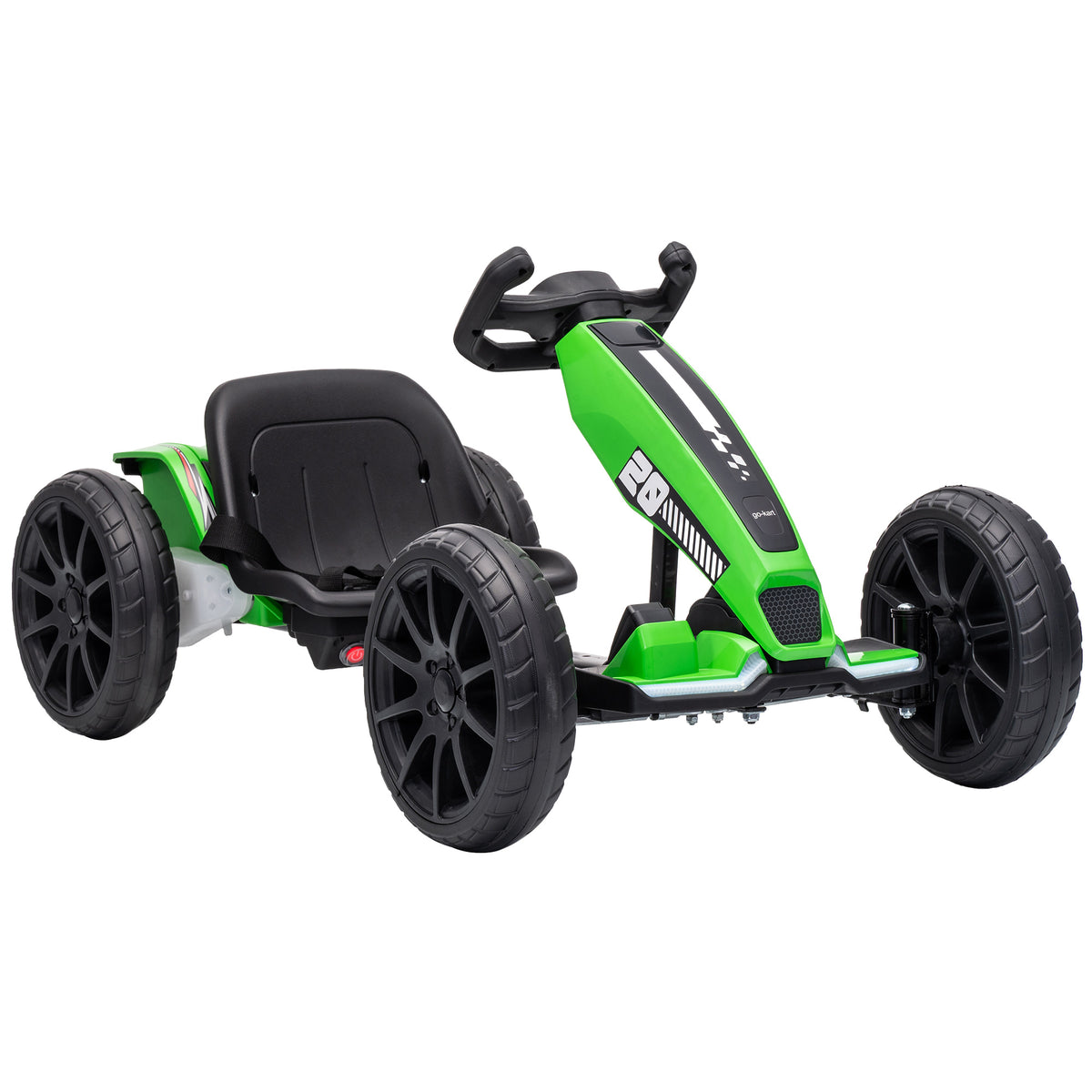 AIYAPLAY 12V Electric Go Kart for Kids with Dual Motors, Adjustable Seat, Soft Start, LED Lights, EVA Wheels, for Age 3-6, Green