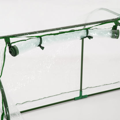 Outsunny Tunnel Greenhouse Green Grow House for Garden Outdoor, Steel Frame, PVC Cover, Transparent, 200 x 100 x 80cm