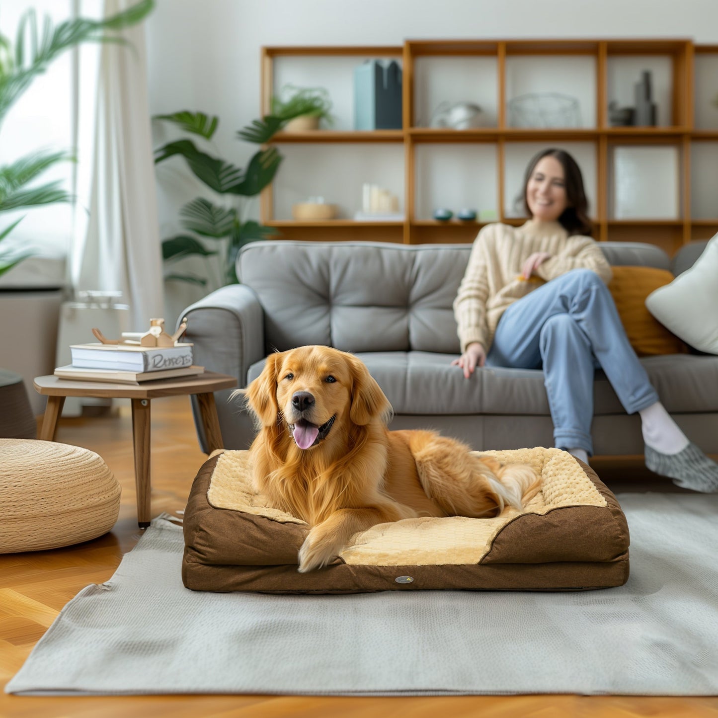 PawHut Calming Dog Bed Pet Mattress w/ Removable Cover, Anti-Slip Bottom, for Large Dogs, 120L x 80W x 22Hcm - Brown