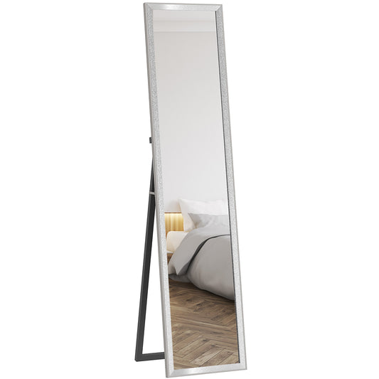 HOMCOM Glitter Frame Lustro Pełnowymiarowe - Srebrne