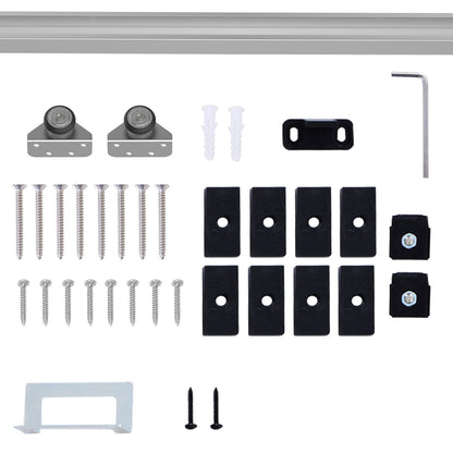 HOMCOM 6FT Modern Sliding Barn Door Closet Hardware Track Kit Track System Unit for Single Wooden Door