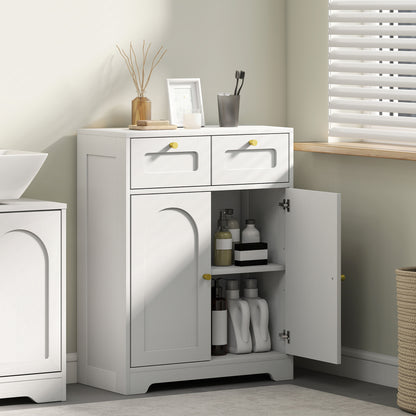 HOMCOM Bathroom Floor Cabinet with 2 Drawers in White, image 2