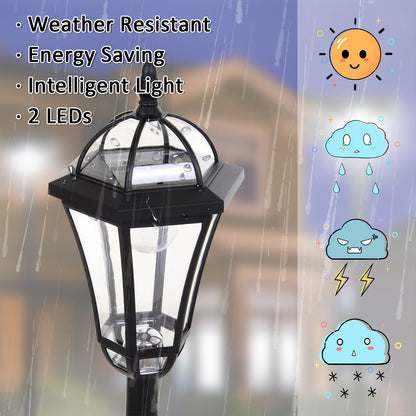 Outsunny 2 szt. 1,3 m Lampa ogrodowa solarna LED zasilana energią słoneczną Latarnia na patio, ścieżka, chodnik, wodoodporna, automatyczny przełącznik, 6 godzin, czarna