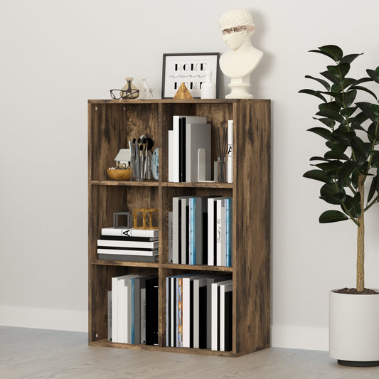 HOMCOM Six-Cube Bookcase - rustykalny brązowy efekt drewna