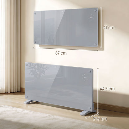 HOMCOM 2000W Smart Panel Heater Wall Mounted & Freestanding, Electric Heater with Weekly Timer, Open Window & Anti-Frost, Grey