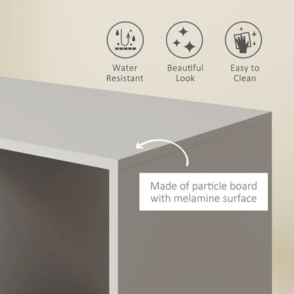 HOMCOM Open Wardrobe on Wheels, Bedroom Wardrobe with Clothes Hanging Rail, 2 Storage Shelves, Mobile Garment Rack for Cloakroom, Hallway, Grey