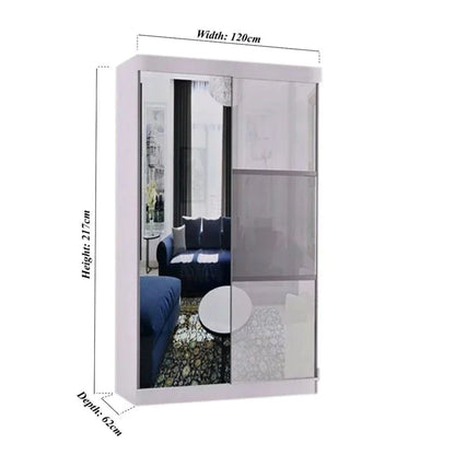 Manhattan White High Gloss Sliding Door Wardrobe - 120cm,150cm and 200cm