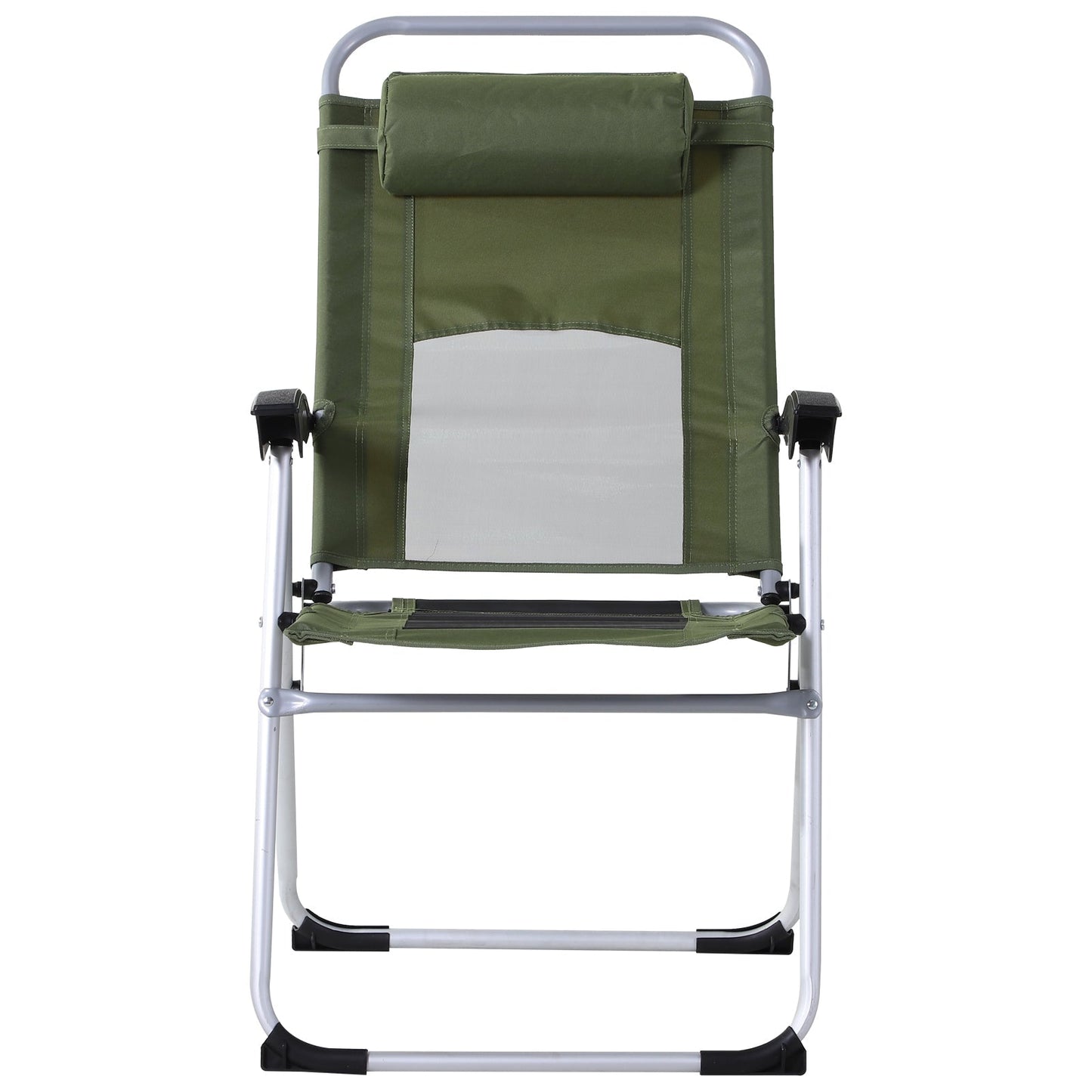 Outsunny Outdoor Garden Folding Chair Patio Armchair 3-Position Adjustable Recliner Reclining Seat with Pillow - Green