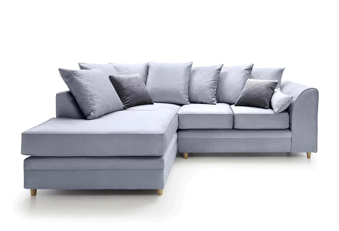 Chic Velvet Corner Sofa - Light Grey