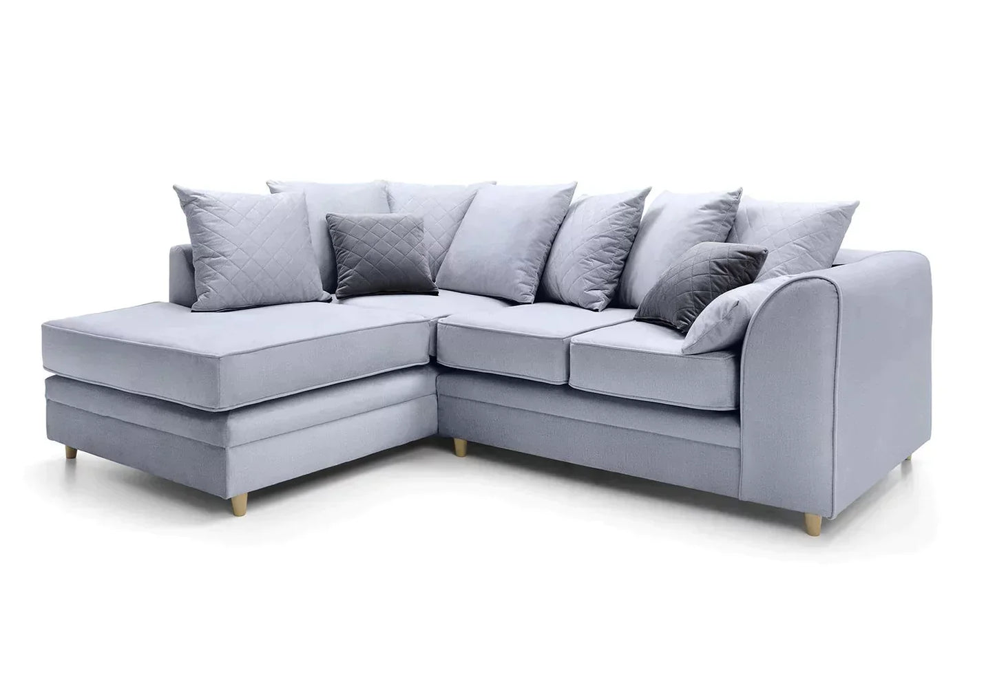 Chic Velvet Corner Sofa - Silver