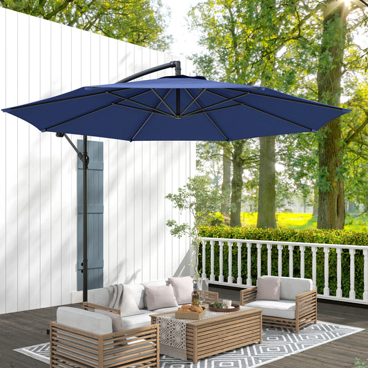 Outsunny 2,45 m parasol wysięgnikowy z podstawą krzyżową - niebieski
