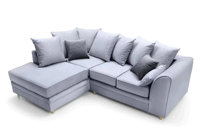 Chic Velvet Corner Sofa - Silver