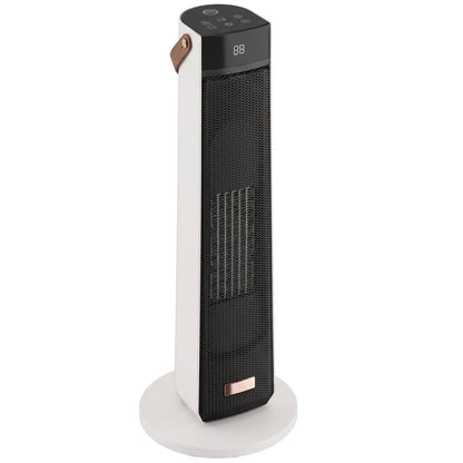 HOMCOM Portable Space Heater with Realistic Flame Effect, 2000W Ceramic Heater with Eco Mode, Adjustable Thermostat, Remote