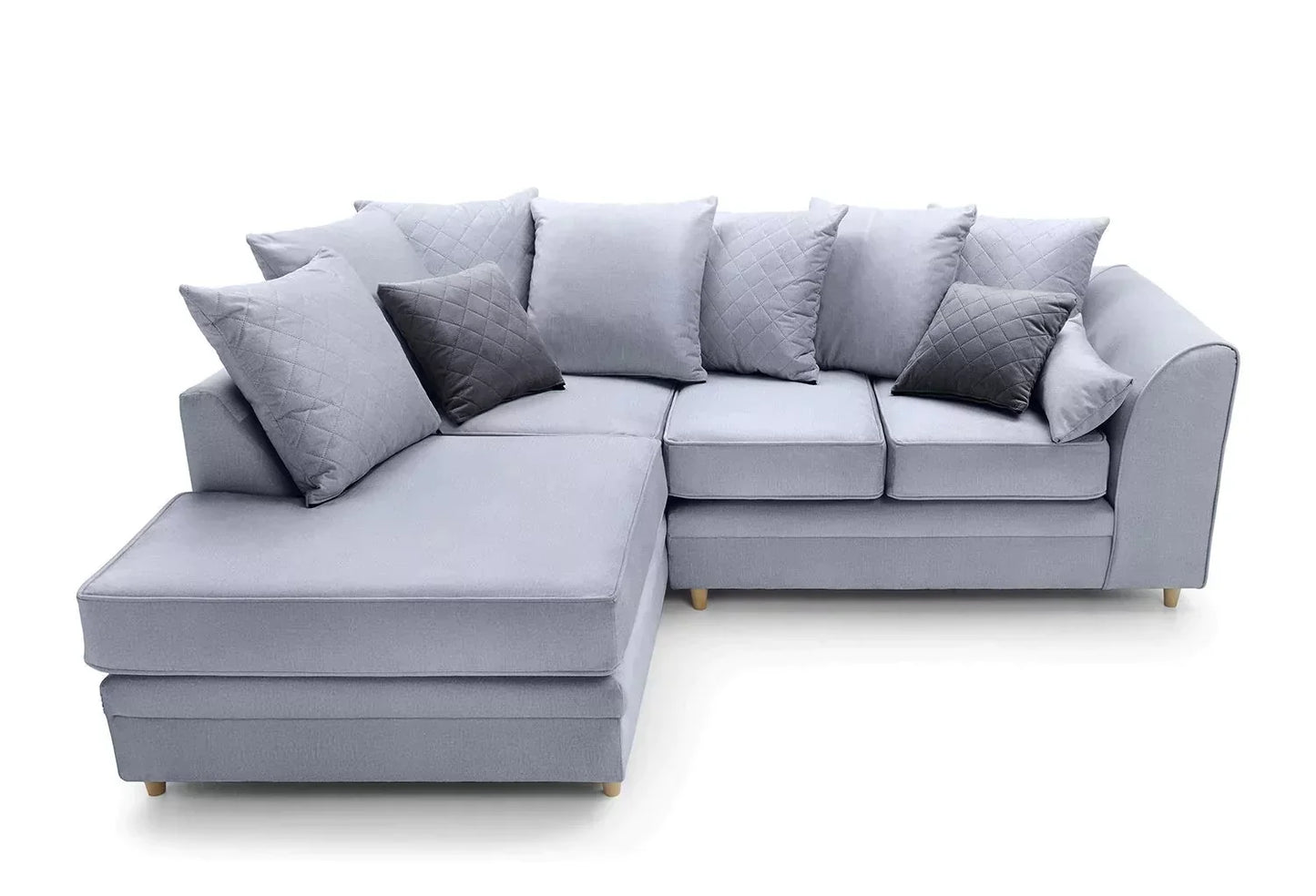 Chic Velvet Corner Sofa - Light Grey