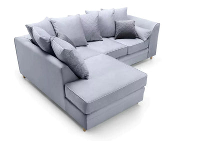 Chic Velvet Corner Sofa - Silver