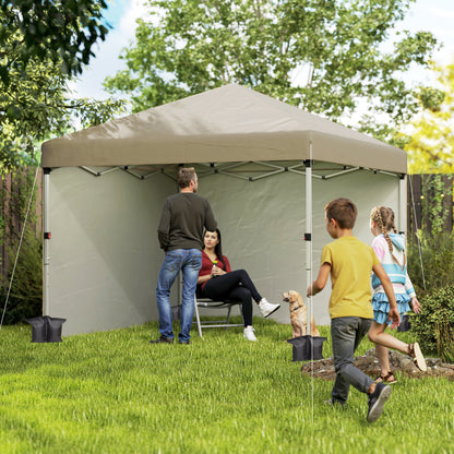 Outsunny 3 x 3 (M) Pop Up Altana, UPF 30+ z 2 ścianami bocznymi, workami na ciężarki na nogi i torbą na kółkach, namiot imprezowy z regulacją wysokości, schronienie na imprezy do ogrodu, na patio, khaki