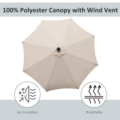 Outsunny 2,7m Parasol ogrodowy z korbką i 24 diodami LED (kremowy)