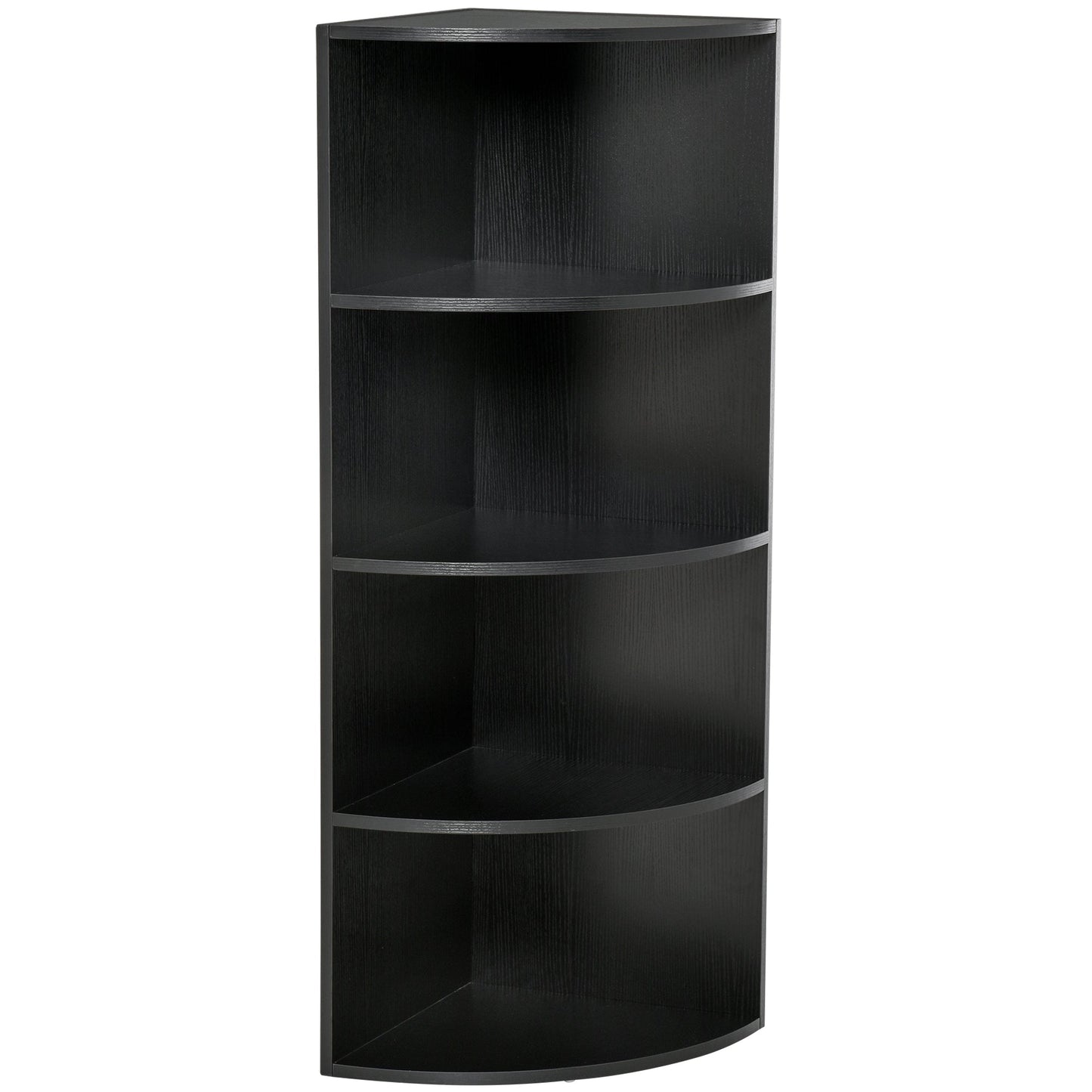HOMCOM 4-Tier Corner Open Shelf Bookcase Freestanding Fan Bookshelf Plants Stand, 40x40x120cm, Black
