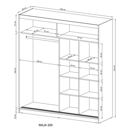 Maja IX Sliding Door Wardrobe 200cm