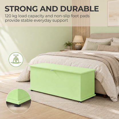 HOMCOM 114L Large Storage Chest, Green Bench Trunk with Safety Hinge for Bedroom, Living Room & Entryway