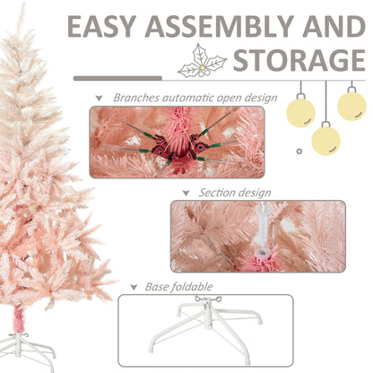 6FT Pink Artificial Christmas Tree Holiday Home Decoration Ornament w/ Metal Stand Fully Pretty Home Office Joy