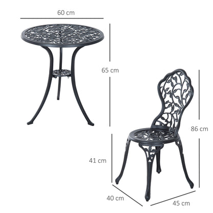 Outsunny 3 Piece Cast Aluminium Bistro Set Garden Furniture Dining Table Chairs Antique Outdoor Seat Patio Seater