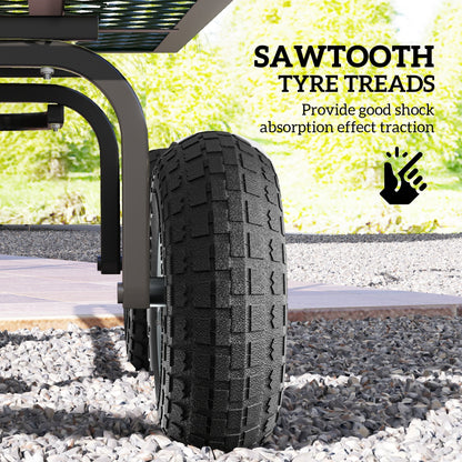 Outsunny Set of 4 Pneumatic Wheels, 10" Wheelbarrow Wheels Replacement for Barn Carts, Hose Carts, Garden Carts, Sack Trucks, Black