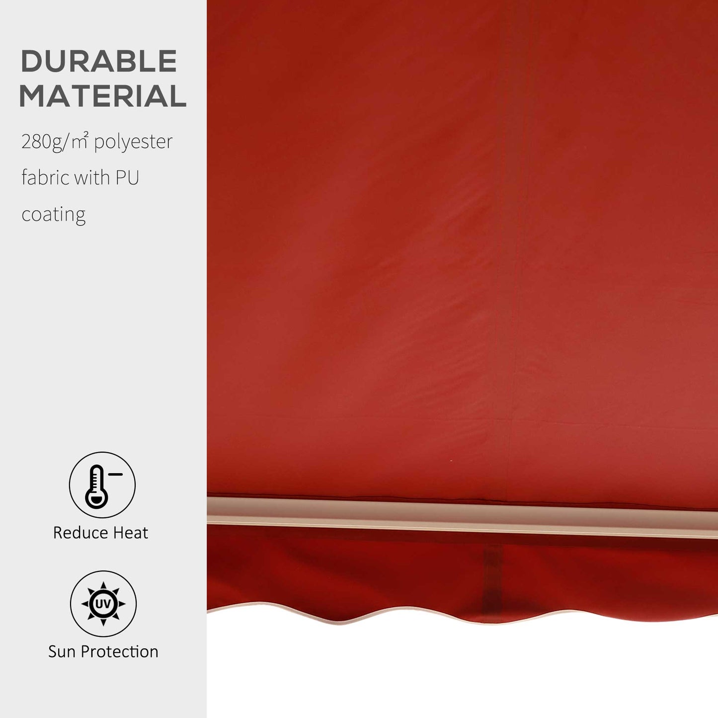 Outsunny Garden Patio Manual Retractable Sun Shade Patio Awning Outdoor Deck Canopy Shelter, 2.5mx2m (Dark Red)