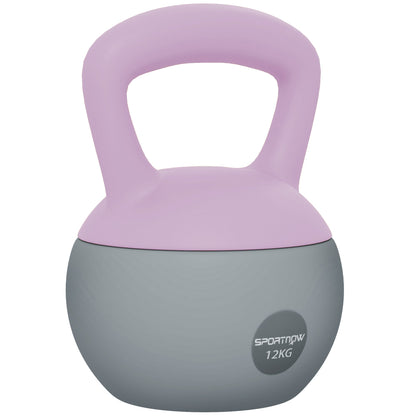 SPORTNOW 12KG Soft Kettlebell, Kettlebell with Non-Slip Handle for Home Gym, Weight Lifting, Strength Training, Purple/Grey