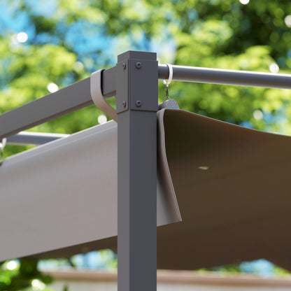 Outsunny 3 x 3(m) Pergola ogrodowa z rozsuwanym dachem i magnetycznym mocowaniem, zestaw pergoli zewnętrznej z baldachimem przeciwsłonecznym, UPF30+, szary