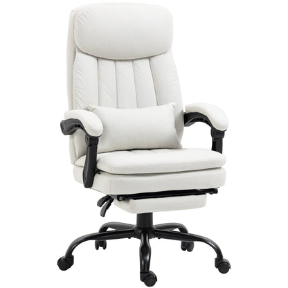 Vinsetto Office Chair, Ergonomic Desk Chair with 6-Point Vibration Massage and Lumbar Heating, Computer Chair with Lumbar Support Pillow, 155  Reclining Back and Footrest, Cream White