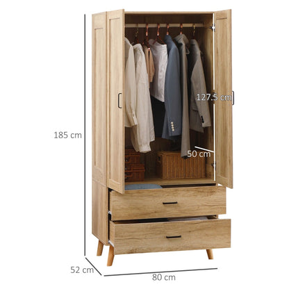 2 Door Wardrobe, Natural