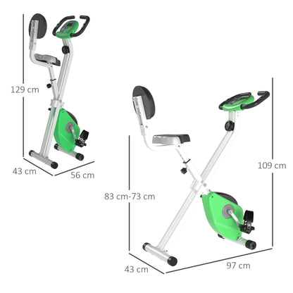 HOMCOM Folding Exercise Bike, Fitness Bicycle Indoor Trainer, 8-Level Magnetic Resistance Adjustable, with LCD Monitor, Pulse Sensor, Green