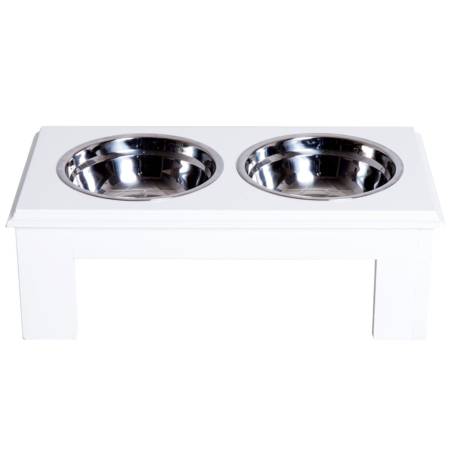 Pawhut Stainless Steel Pet Feeder, 43.7Lx24Wx15H cm-White