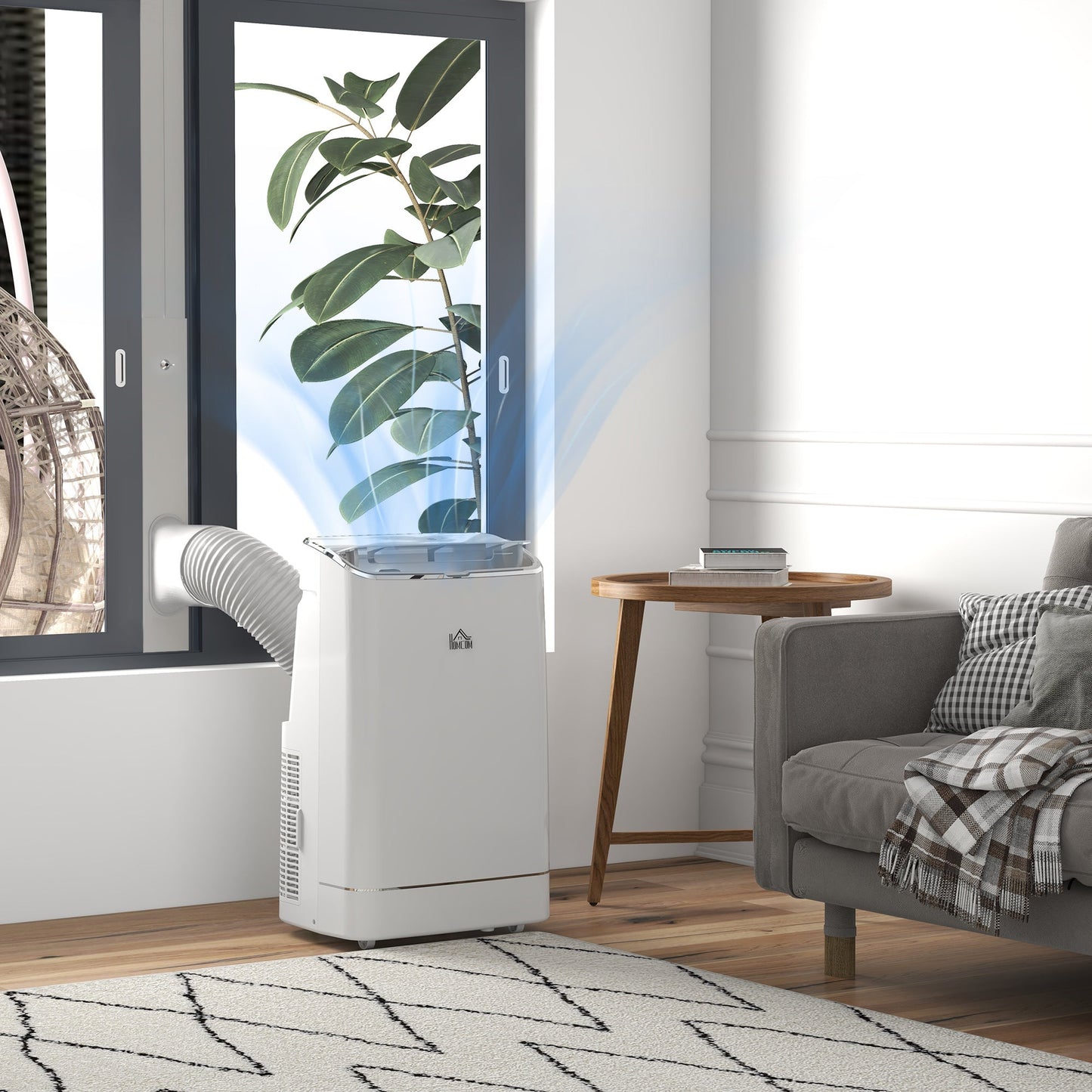 HOMCOM 14000 BTU Mobile Air Conditioner, 35m_, Smart Home WiFi, with Dehumidifier, Fan, 24H Timer, Window Kit, White