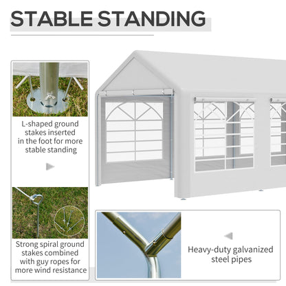 Outsunny 6m x 3m Garden Gazebo Marquee Wedding Shelter Level 4 Wind Protection, White