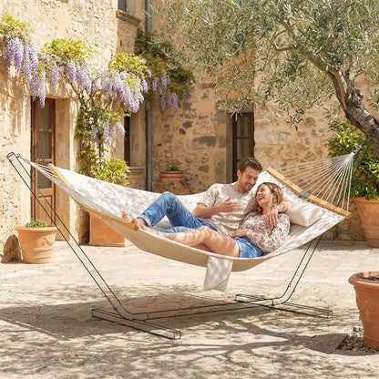 Outsunny Double Hammock 2 Person Swing Bed with Spreader Bars, Pillows, Pad, 200 x 140cm, Cream White