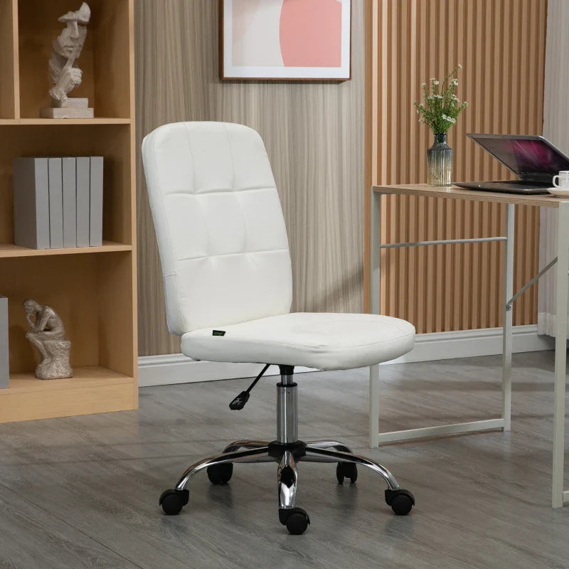 Vinsetto Armless Faux Leather Office Chair - White