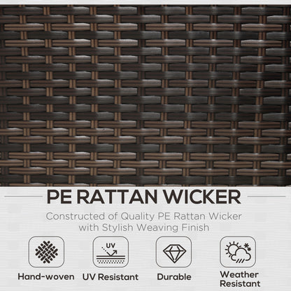 Outsunny 3PC Rattan Garden Furniture Storage Sofa Set 4 Seater Wicker Coffee Table Conservatory Sun Lounger Reclining Set Outdoor Weave z poduszką Brown