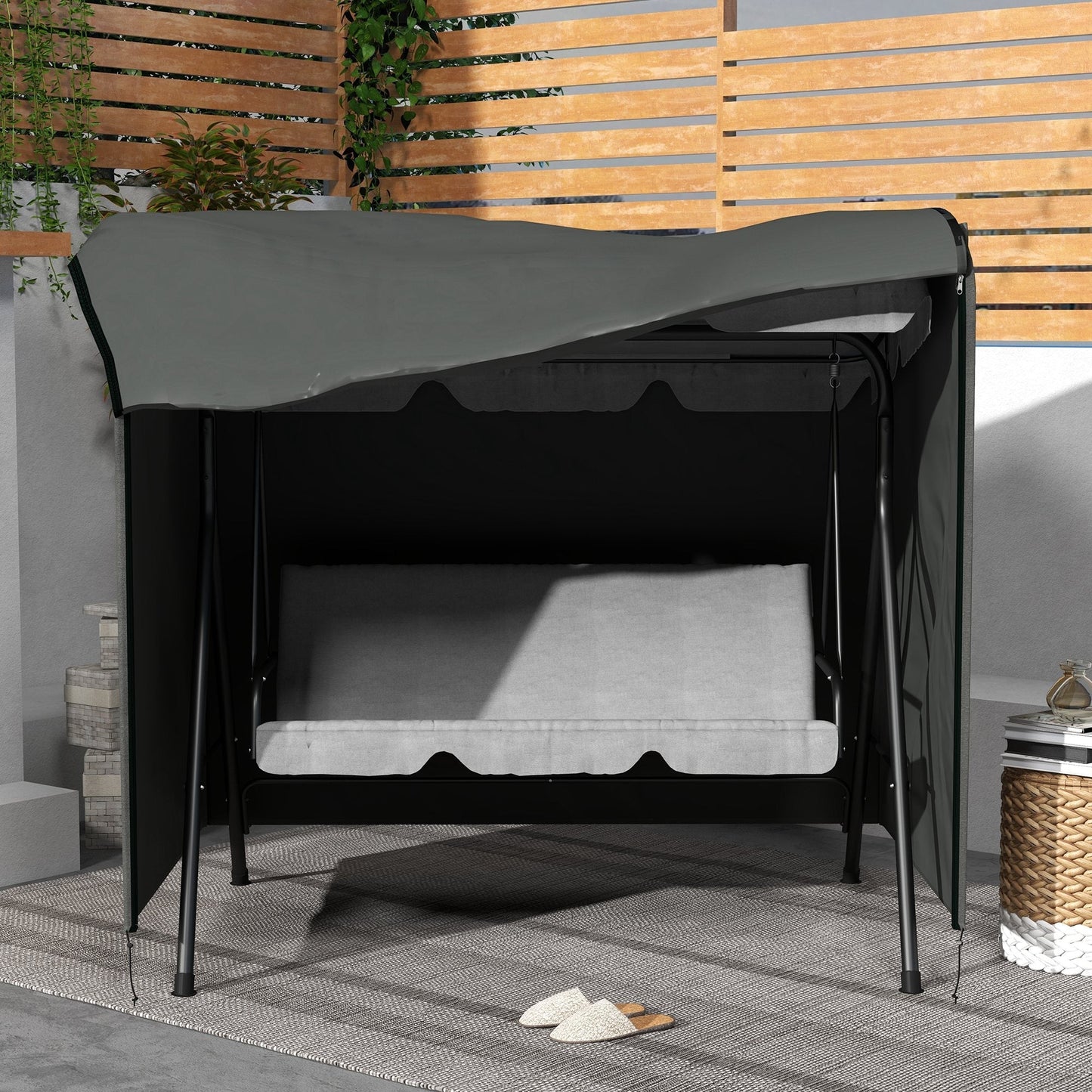 Outsunny 600D Oxford Patio Swing Chair Cover Outdoor Garden Furniture Rain Protection Protector Waterproof Anti-UV Dark Grey 177L x 114W x 152H cm