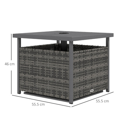 Outsunny Outdoor Rattan Wicker Coffee Table w/ Umbrella Hole Suitable for Garden Garden