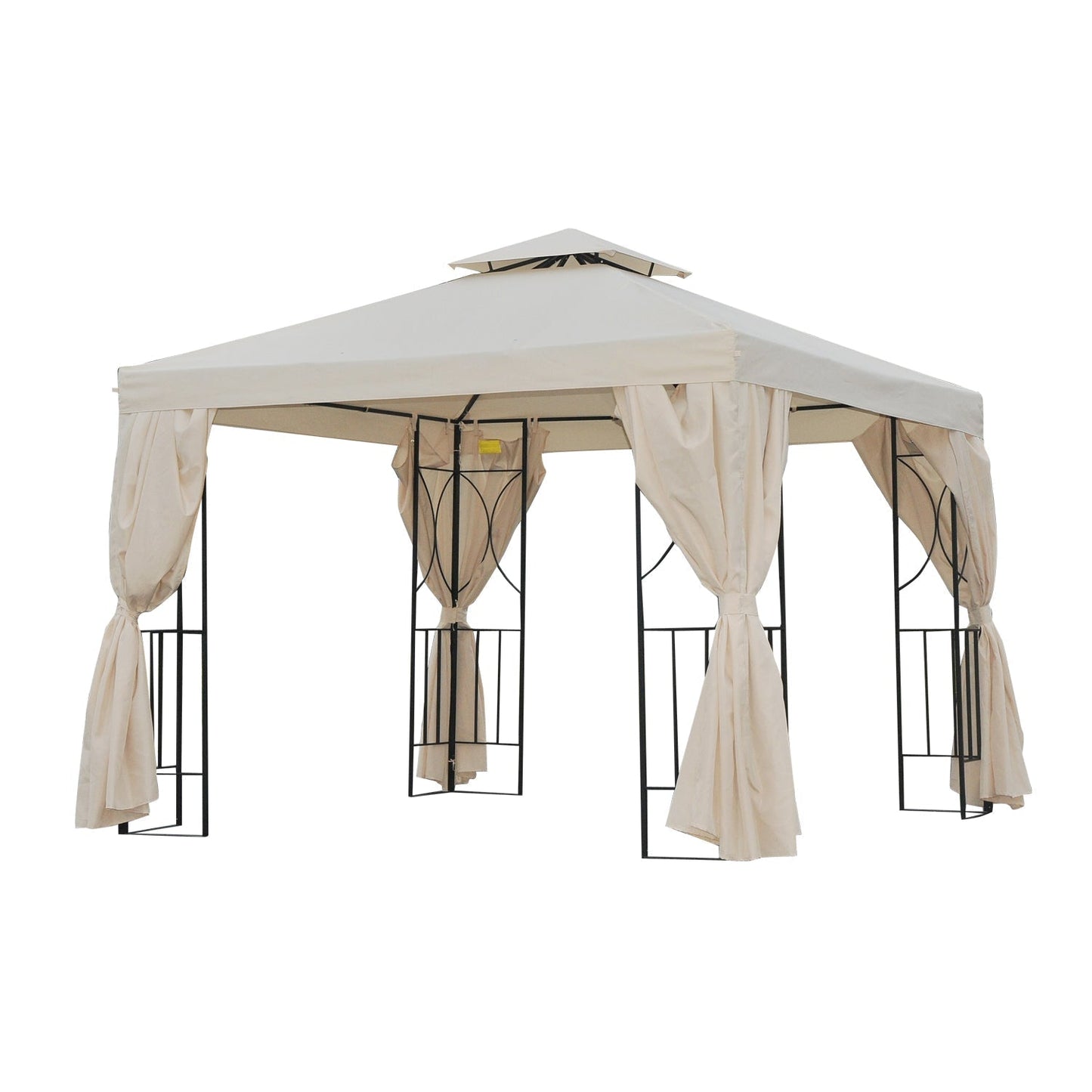 Outsunny 3 x 3 m Garden Gazebo Double√Ç Roof Marquee Patio Wedding Party Tent Canopy Shelter with Sidewalls, (Beige)