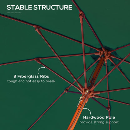 مظلة مظلة خشبية للحديقة بطول 2.5 متر من Outsunny، مظلة للفناء الخارجي للسوق مع فتحة تهوية علوية، أخضر داكن