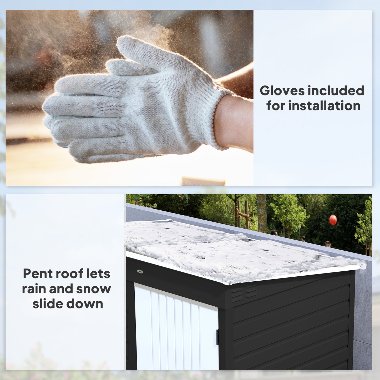 Outsunny 6 x 4ft Metalowy ogrodowy schowek, zewnętrzny schowek na narzędzia z zamykanymi drzwiami i rękawicami do ogrodu, patio, ciemnoszary