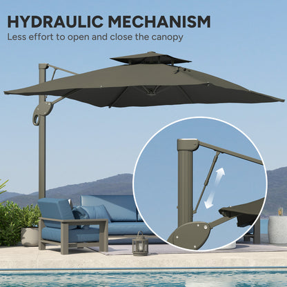 Outsunny 3m gruby materiałowy parasol ogrodowy z podstawą krzyżową - szary