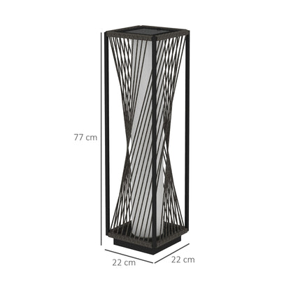 Outsunny Garden Rattan Lamp, 77 cm Tall Solar Rattan Floor Lamp, Solar Garden Light z automatycznym włączaniem/wyłączaniem świateł LED, IP44 Wodoodporny do użytku na zewnątrz, na ganku, ścieżce, tarasie, szary