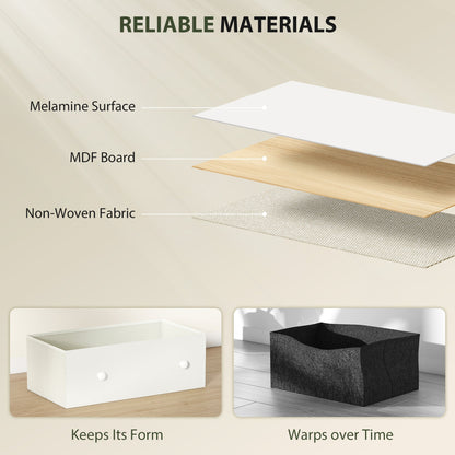 HOMCOM Chest of Drawers, Dresser with 6 Fabric Drawers - White and Grey