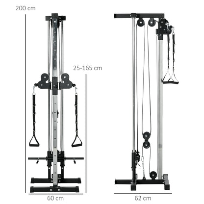 SPORTNOW Wall Mount Cable Machine, 15 Positions Adjustable Cable Crossover Machine Dual Pulley System for Home Gym