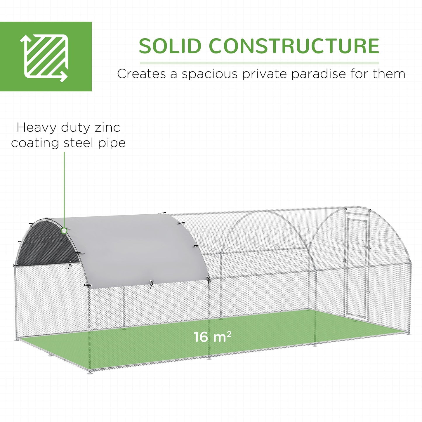 PawHut Walk In Chicken Run with Chicken Activity Shelf and Cover, 2.8 x 5.7 x 2m